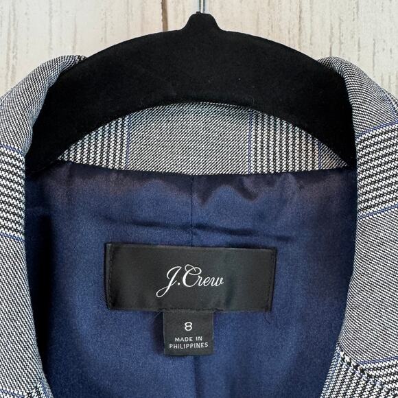J.Crew Grey Glen Plaid Single-Breasted Harriet Belted Blazer Jacket AC384 Size 8 - Picture 3 of 16